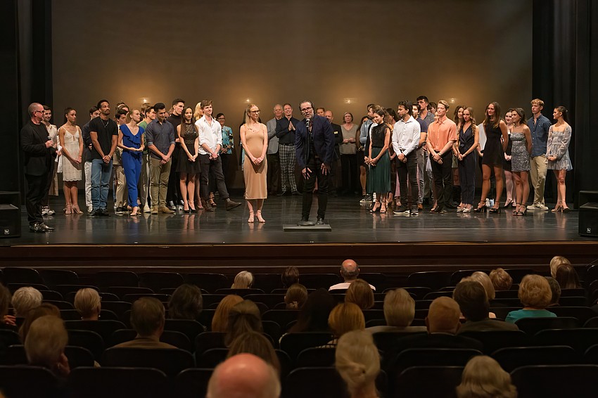 Sarasota Ballet dancers and staff welcome Friends of the Sarasota Ballet to their Meet Me at the Barre season kickoff.