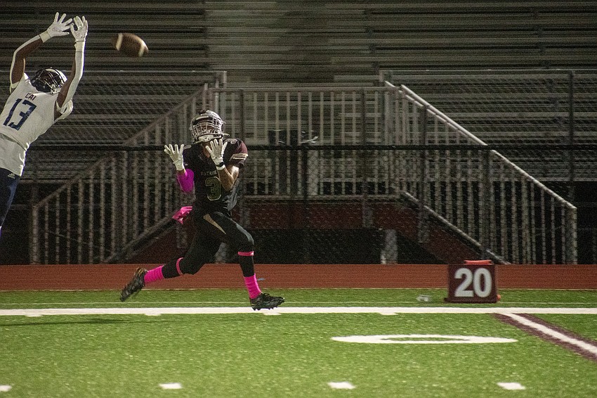 Rams senior receiver Anthony Campbell makes a catch on third and 17 against CAI.