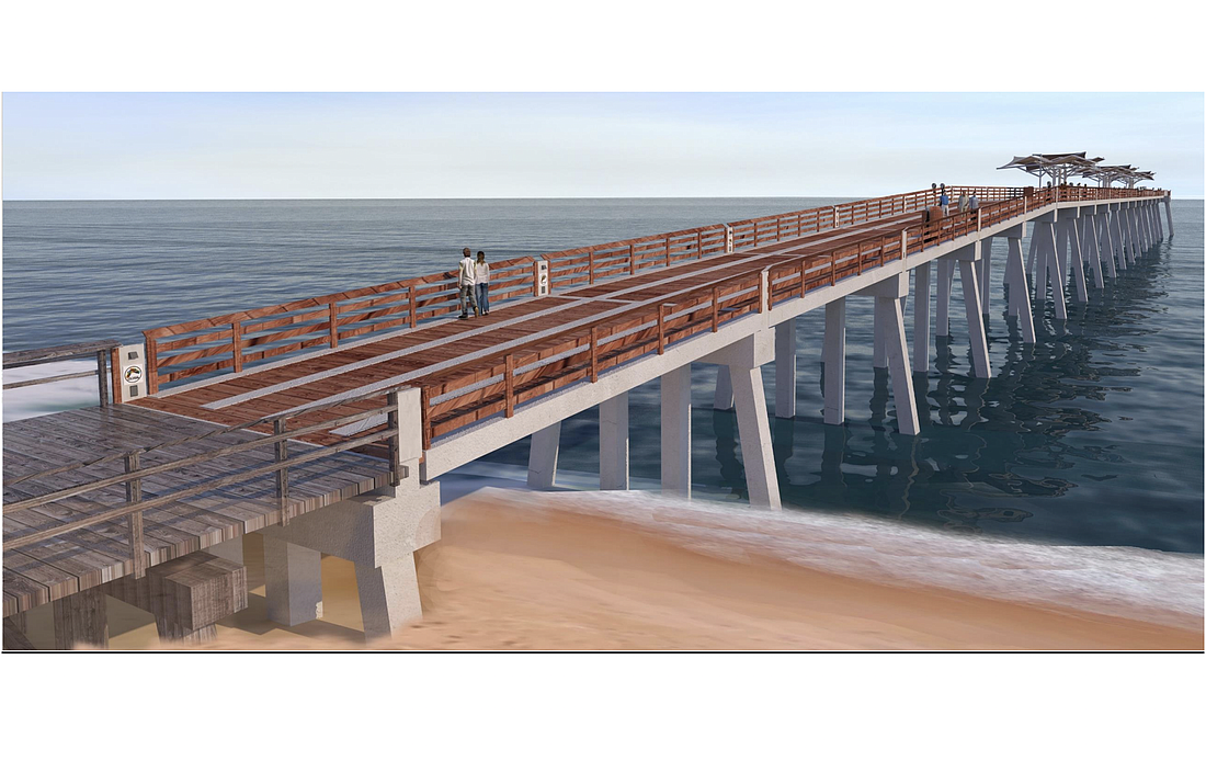 A rendering of the new pier design by Moffatt & Nichol. The first 100 feet of the pier will be preserved and reinforced. Image courtesy of Moffatt & Nichol