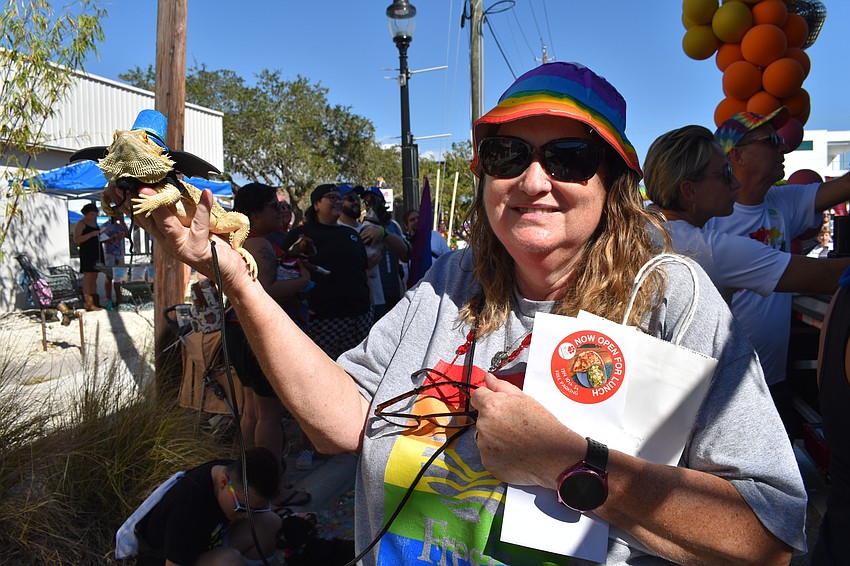 Sage, a bearded dragon, and Rhonda Wilcox