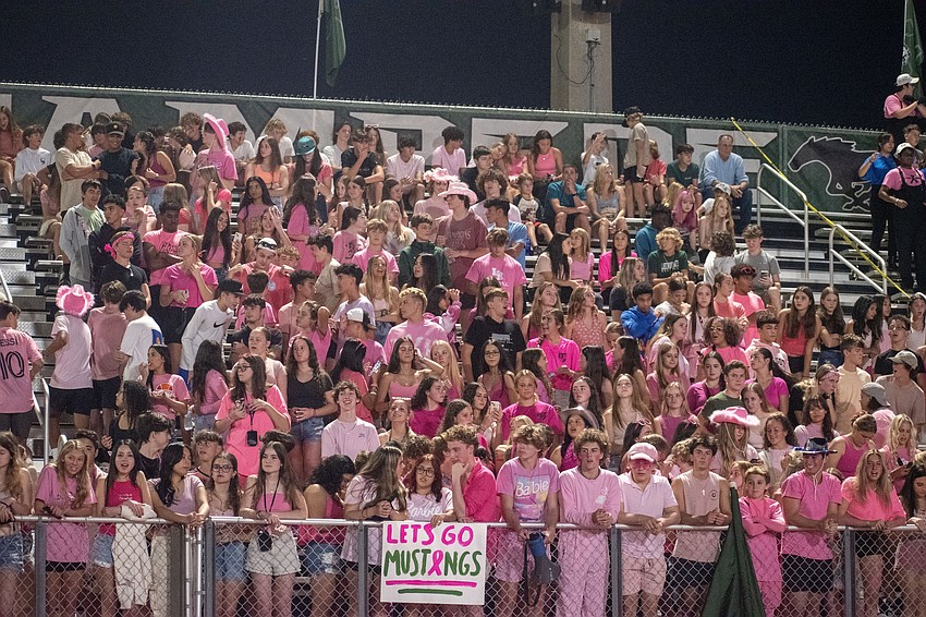 The Lakewood Ranch student section wore pink in honor of Breast Cancer Awareness Month.