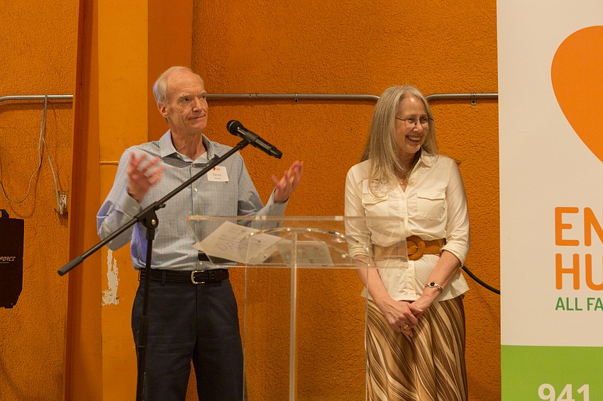Event Co-chairs Patrick and Mary Mulva address the attendees.