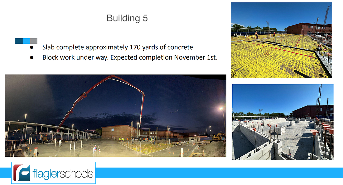 Update on Building 5 of Matanzas addition project. From Flagler Schools