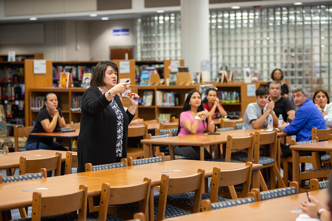 Orange County Public Schools Superintendent Dr. Maria Vasquez spoke at the Town Hall community meeting Thursday, Oct. 5, at Dr. Phillips High School.