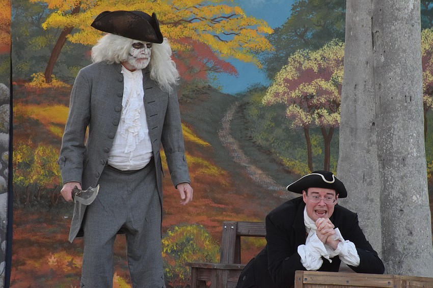 Captain Kidd, played by Derek Dutcher, haunts Ichabod Crane, who is played by Philip Troyer.