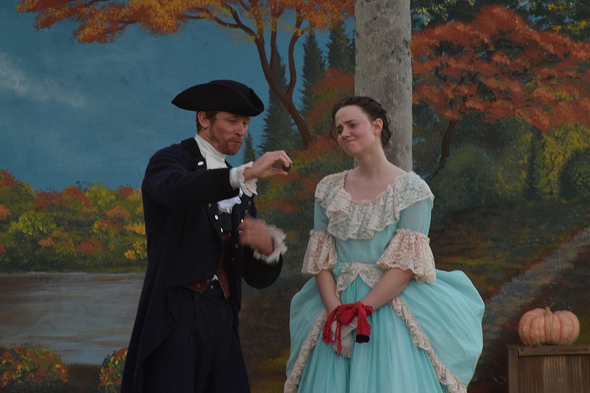 Brom Bones, played by John Hartter, tries to win the heart of Katrina Van Tassel, who is played by Meg Barlow-Jones.