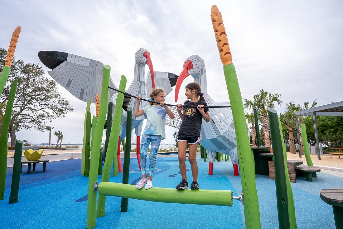 Sara and Zota are the two giant ibises who greet you at the Ibis Playground at The Bay.