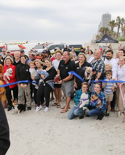 Volusia County celebrates the launch of its new dog-friendly beach pilot program in Ormond Beach on Saturday, Nov. 4. Photo by Jarleene Almenas