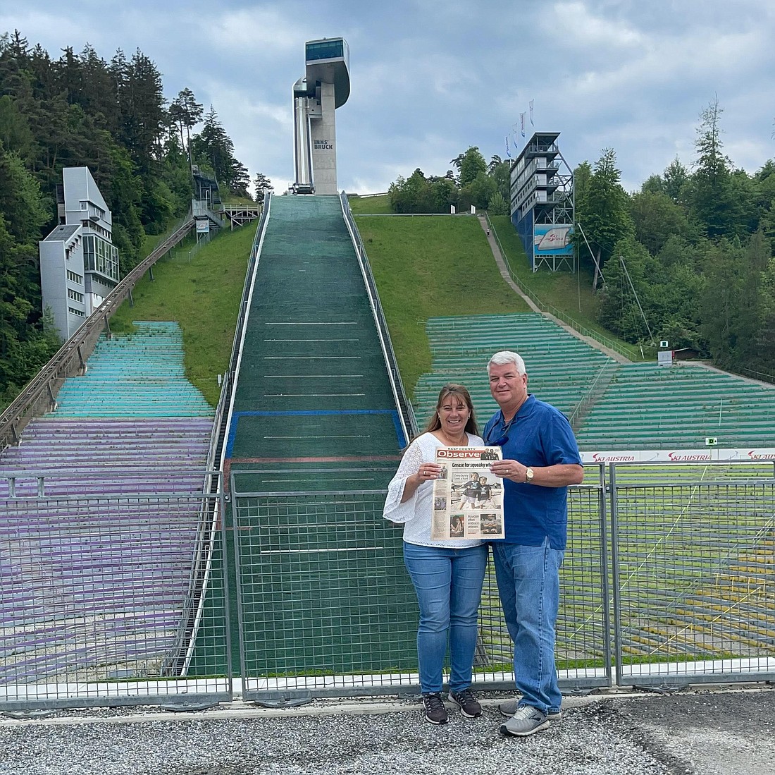 Pam and Russell Hyatt remembered to pack their Observer for their trip to the Bergisel Ski Jump in Innsbruck, Austria. They won the It's Read Everywhere contest and the grand prize of a seven-day cruise.