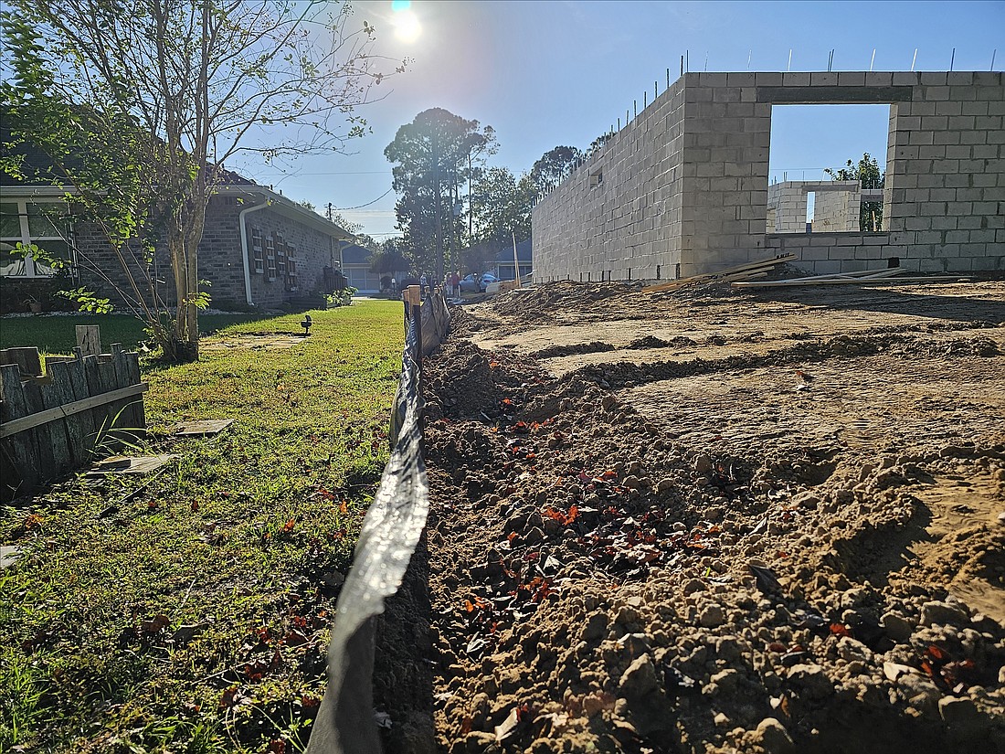 Birchwood Drive residents are concerned that the elevation of the new construction build will send stormwater runoff into their yards. Photo by Sierra Williams