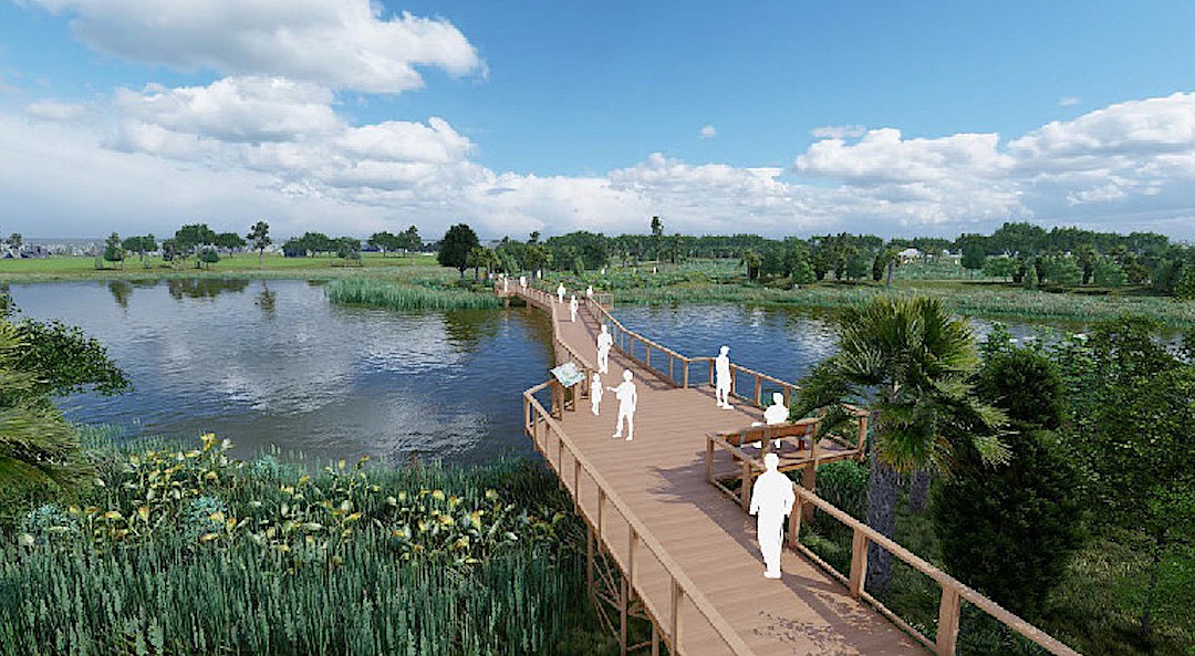 A rendering of a boardwalk at the Nature Park at Bobby Jones.