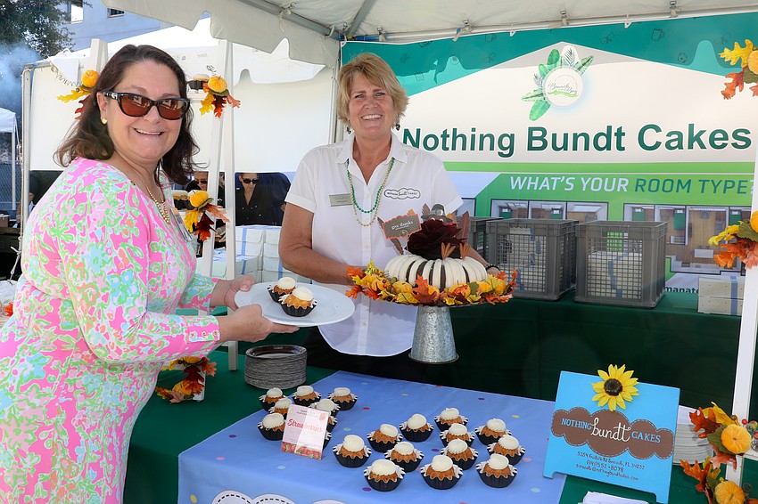 Natalie Russell's favorite booth is Nothing Bundt Cakes and owner Kelly Erdman is keeping her supplied this morning.