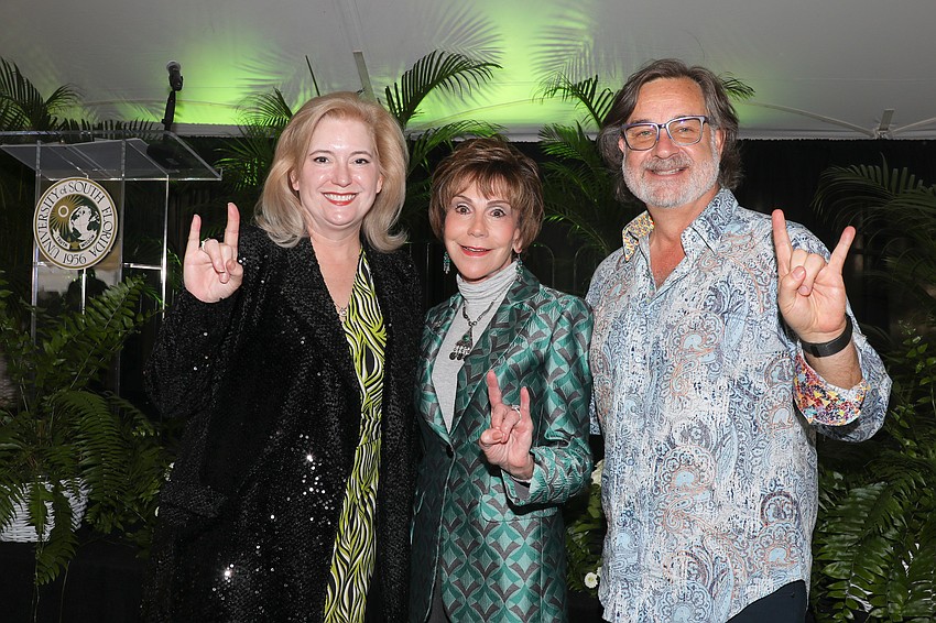 Regional Chancellor of USF St. Petersburg Christian Hardigree, USF past President Judy Genshaft, and faculty member, Adam Carmer