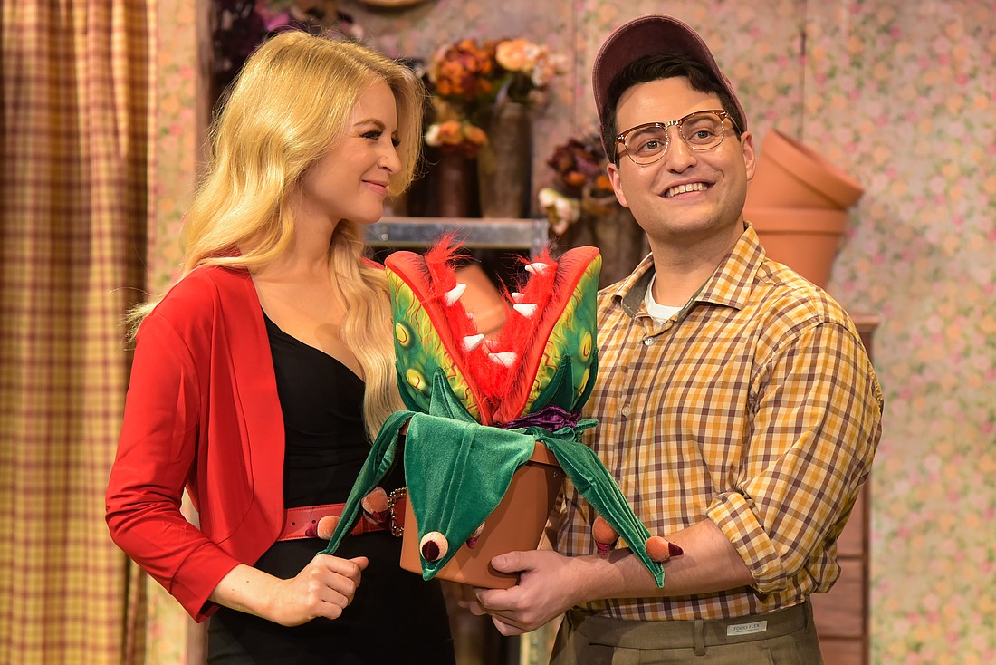 Samantha Duval plays Audrey, the crush of nerdy flower-shop assistant Seymour (Sam Seferian), who names his carnivorous plant Audrey II in her honor.