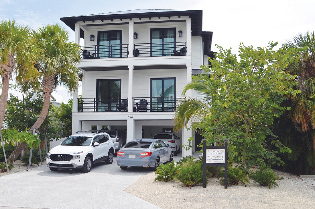 This vacation rental property at 234 Grant Drive is one of three on Lido Key involved in a Bert Harris Act claim against the city for alleged devaluation resulting from a city ordinance that caps overnight capacity.