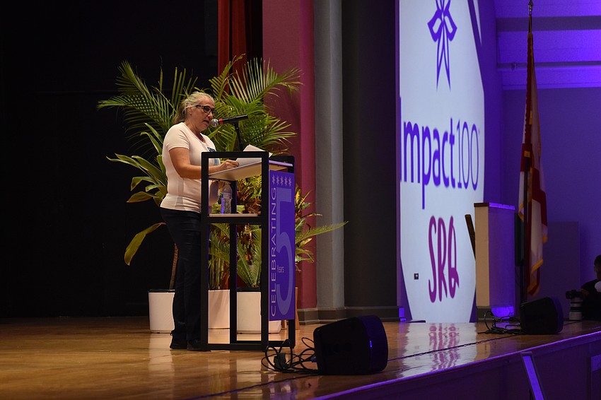 Pamela DeFouw, executive director of the Paul A. & Veronica H. Gross Wildlife Center of Southwest Florida, gives a presentation.