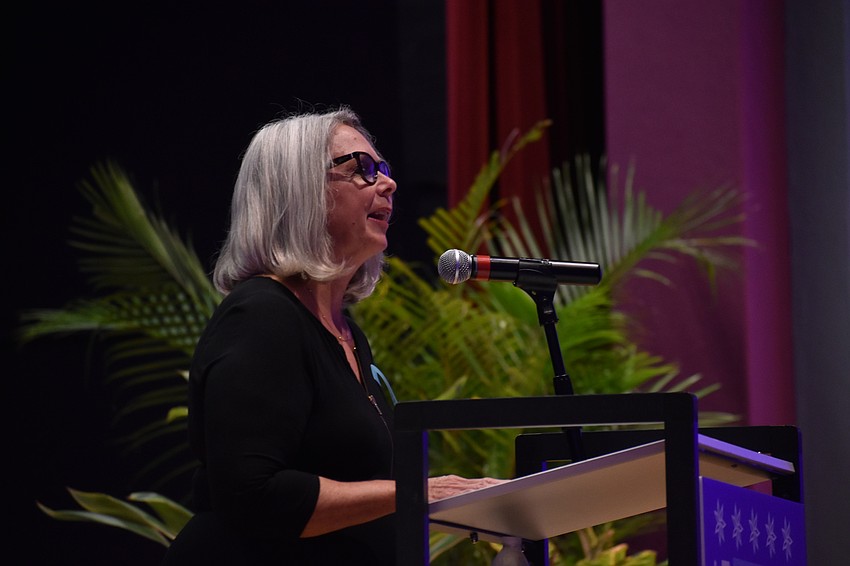 Cindy Drill of Friends of Sarasota County Parks offers a presentation.