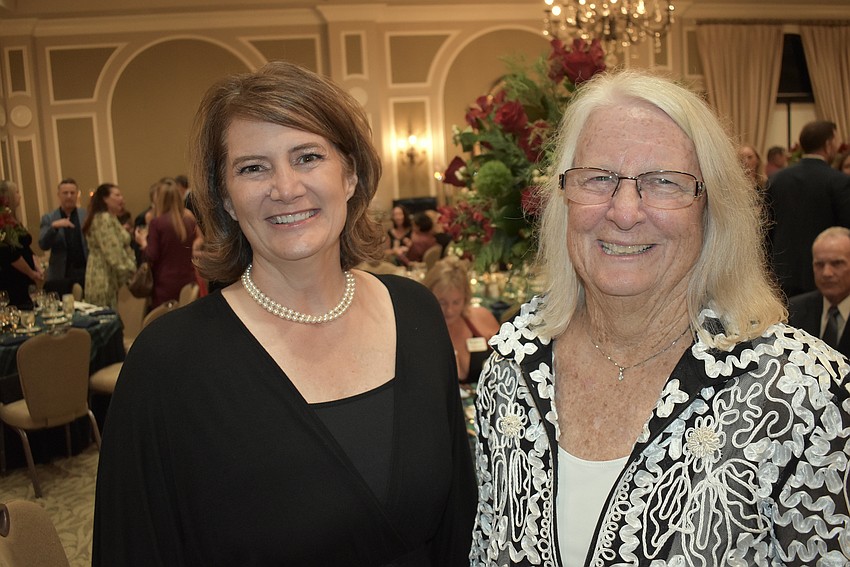 Laura Adcock and Barbara Jones of the Rotary Club of Lakewood Ranch were on hand to support fellow member Ted Lindenberg, who received the C. John A. Clarke Humanitarian Award.