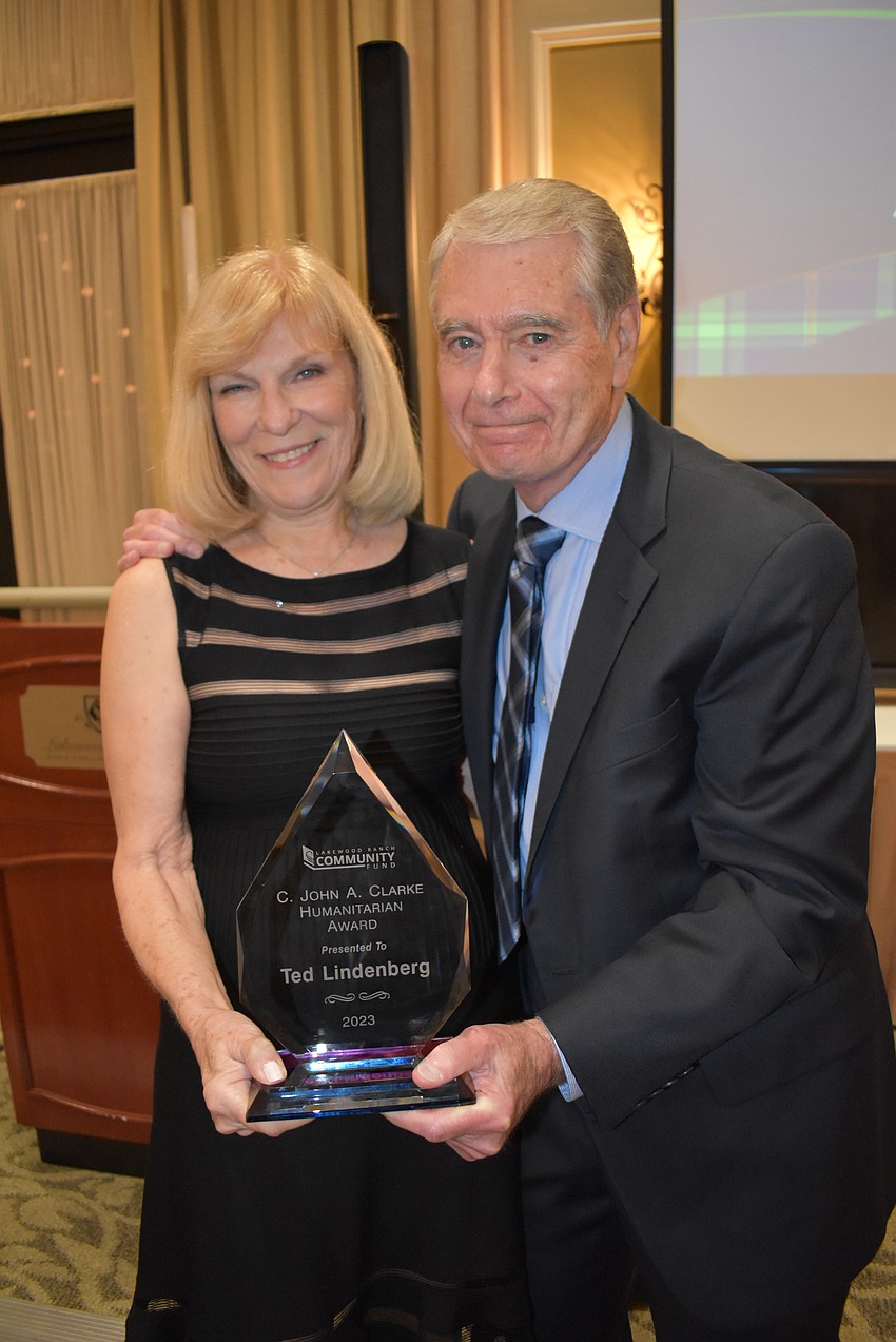 Susan and Ted Lindenberg celebrate his 2023 C. John A. Clarke Humanitarian Award.