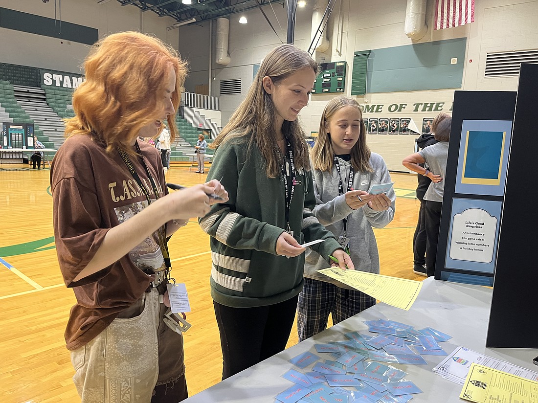 Heidi Stenberg, Caymen Corscadden and Calli Phillips, seniors at Lakewood Ranch High School, are ready to take on the Big Bank Theory to see if they can balance the budget of their fictional lives.