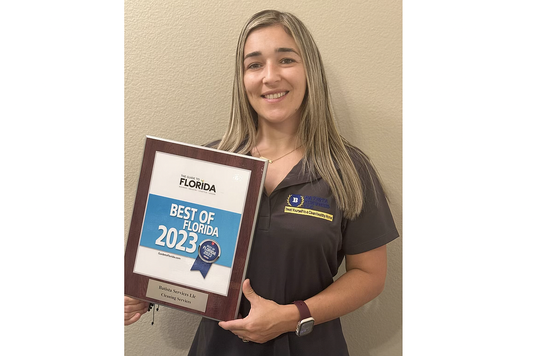 Batista Services, owned by Laetitia Vasco, pictured, was one of eight businesses across the Florida in the Guide’s cleaning services category to win the Best of Florida Award. Photo courtesy of Batista Services