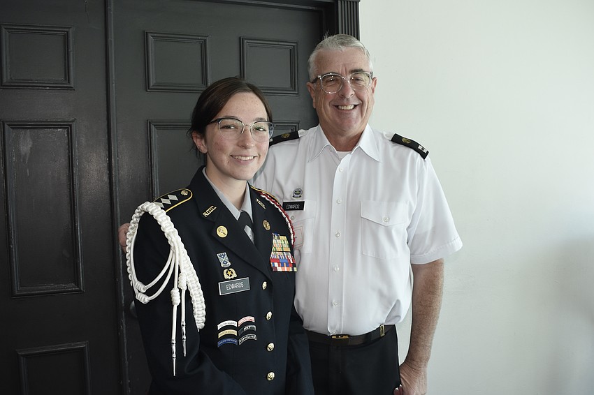 Regimental Commander at Sarasota Military Academy Ayla Edwards and her father Bill Edwards.