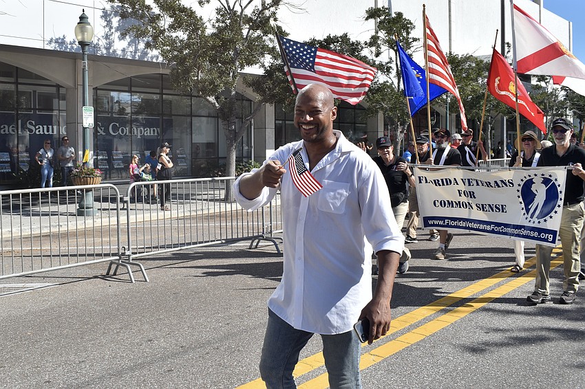 Mayor Kyle Battie makes his way along the parade route.