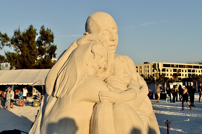 Carl Jara of Cleveland, Ohio, created a sculpture of a family.