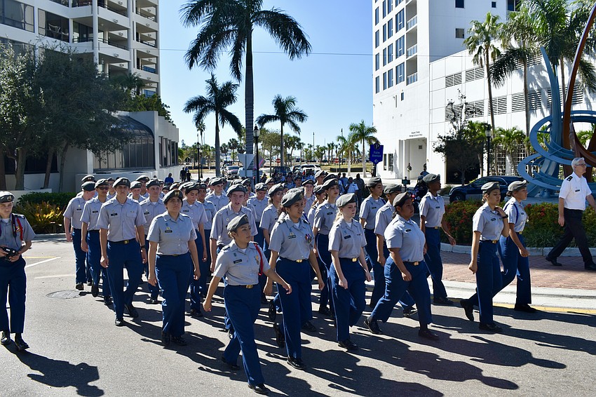 Sarasota Military Academy cadets make their way along the parade route.