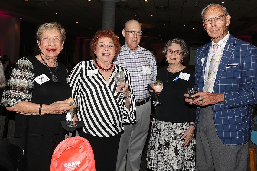Always smiling are Esther Rose, Mickie Kaye, Leon and Marge Ellin and Bart Levenson.