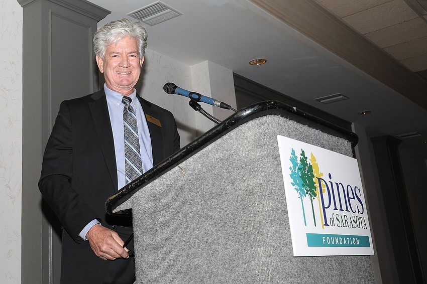 Pines of Sarasota President and CEO Mike Ward addresses the crowd.