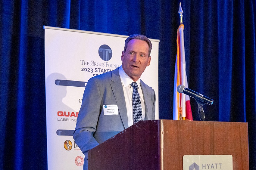 Kirk Boylston addresses the crowd.