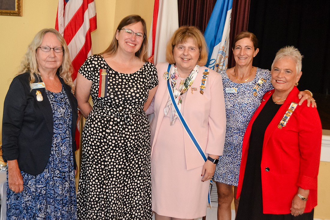 DAR Registrar Denise Sikes; Valerie Dahl; Florida State Regent Cindy Addison; Regent Catherine Greenblum; and Chaplain Susan McCravy. Courtesy photo