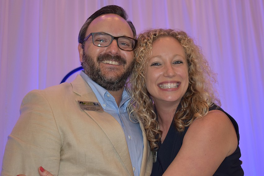 Lakewood Ranch Business Alliance Chair Erik Hanson and CEO and President Brittany Lamont celebrate a sold-out Sandies award program at the Grove in Lakewood Ranch.