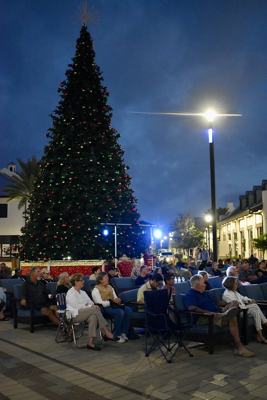The Christmas tree is up at the plaza in Waterside Place.