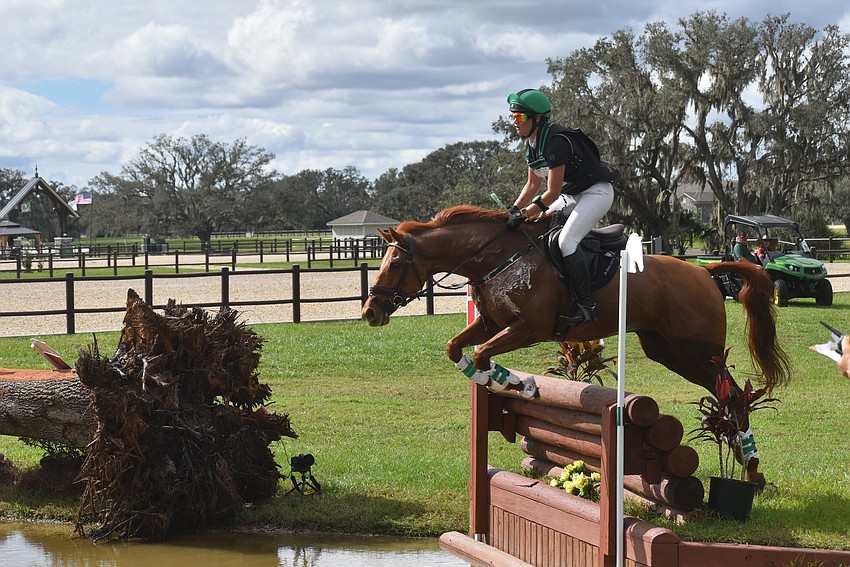 Georgia's Lauren New negotiates a jump aboard Flying Again during The Event at TerraNova.