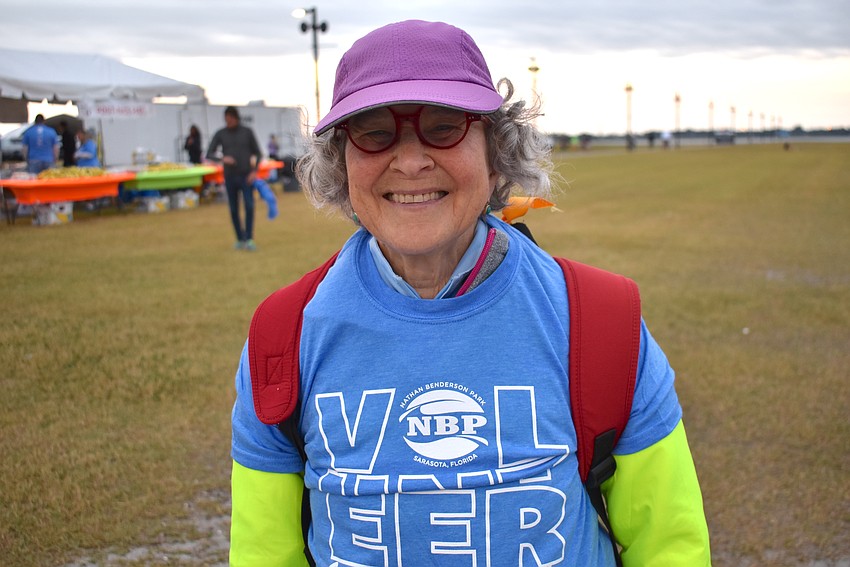 Sarasota's Carol Linker, 80, worked as a volunteer at the Florida Turkey Trot to support Nathan Benderson Park. Why doesn't Linker, who rows at the park, run in the race? 