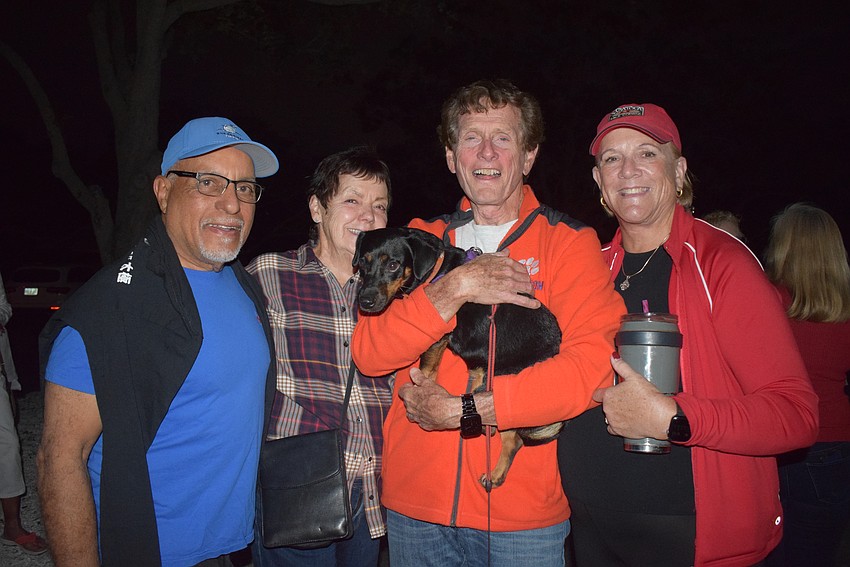 Reuben Fernandez, Fran Van Zandt, Dave Bishop, BJ Bishop and their dog Clemmy