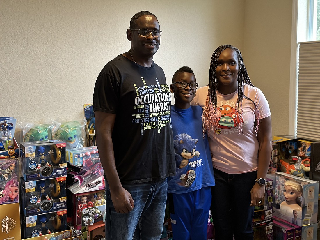 This year, Franklin, Tiberius and Patricia Bellamy have collected more than 200 toys for those in need.