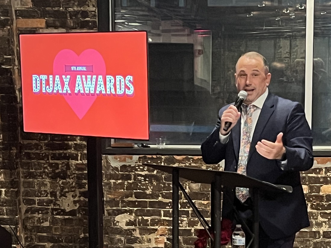 Downtown Vision Inc. CEO Jake Gordon speaks Nov. 31 at the ninth annual DTJAX Awards at The Lark.