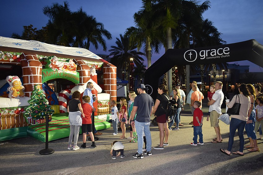 Grace Community Church provides the holiday-themed inflatables for Music on Main on Dec. 1.