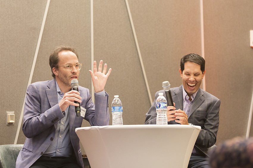 Masterworks No. 2 conductor Johannes Debus with Brian Hersh, CEO of the Arts and Cultural Alliance of Sarasota