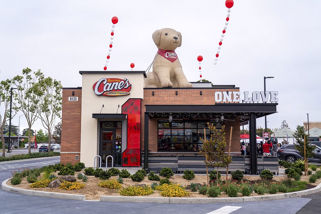 The Raising Cane's Chicken Fingers in Oakland, California. The chain is considering a Jacksonville location in front of the Epic Theatres in the Oakleaf Station shopping center.