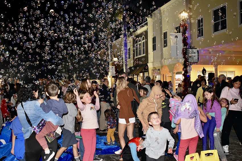 Lakewood Ranch Main Street is overtaken by bubbles on Dec. 7 for Chanukah on Main Street.