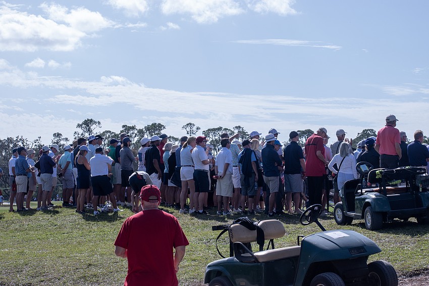 The crowd at the No. 3 hole at The Concession Golf Club watches action from the final day of the World Champions Cup.