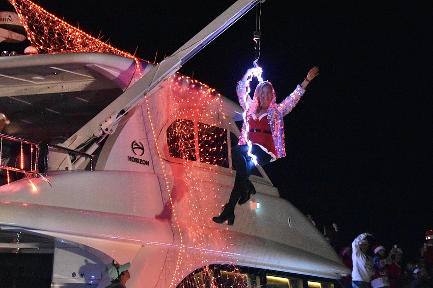 Ambra Andrine hangs in a lyra aboard My Best Life, captained by Kyle Fraley.