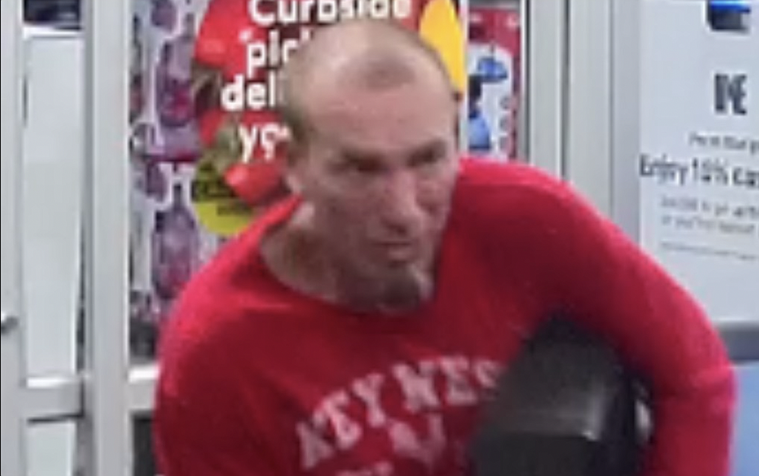 The FCSO is looking for this man who stole a cash register from Walmart on Cypress Point Parkway. Image courtesy of the FCSO