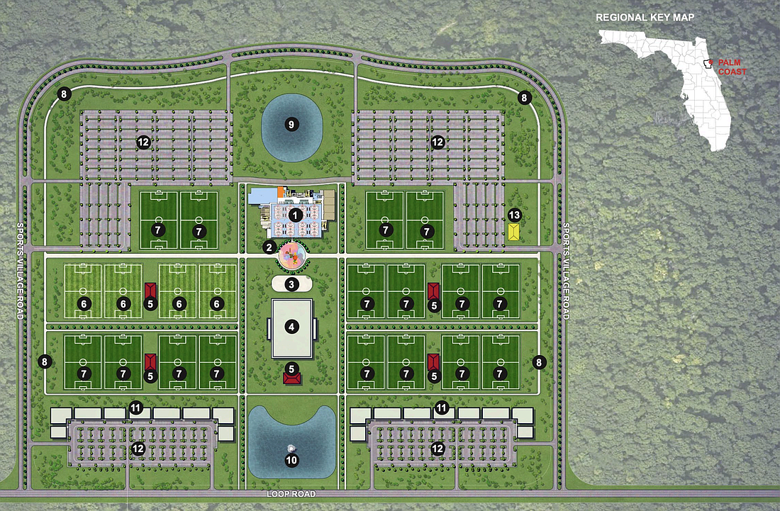 A concept idea of a 180-acre sports facility. Image from Palm Coast meeting documents