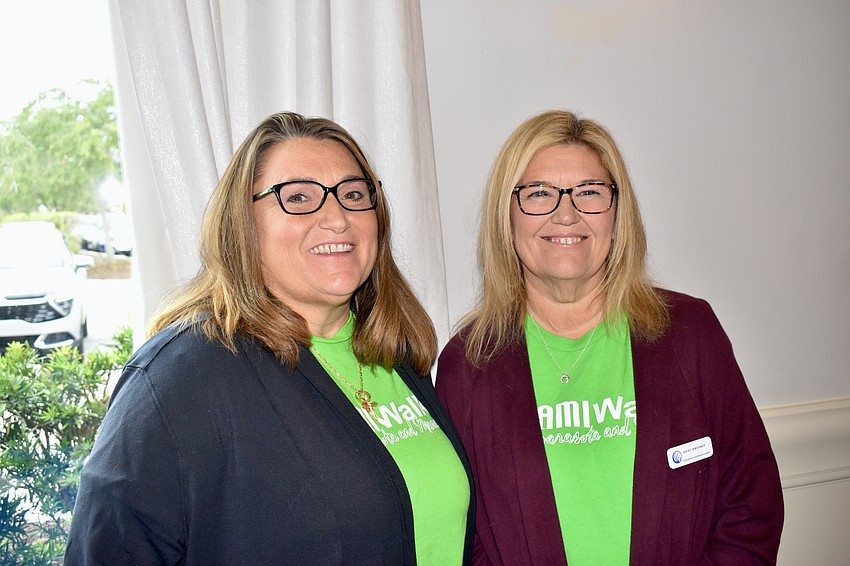 Volunteer Melanie Naldi and Program Assistant Heidi Sweeney work the booth for the National Alliance on Mental Health that serves Sarasota and Manatee counties.