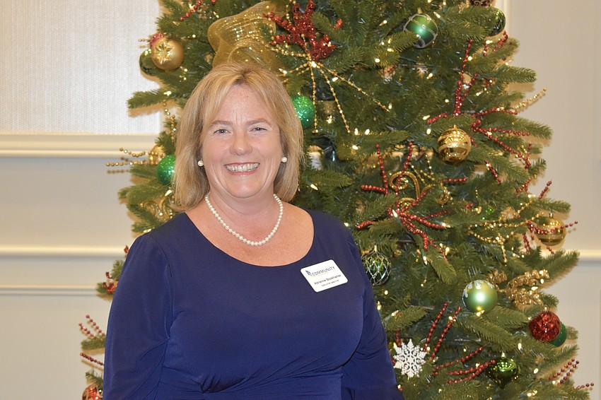 The meeting's topic is philanthropy, so the Lakewood Ranch Community Fund's Executive Director Adrienne Bookhamer is one of the speakers.